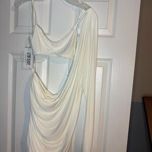 White Draped Dress
